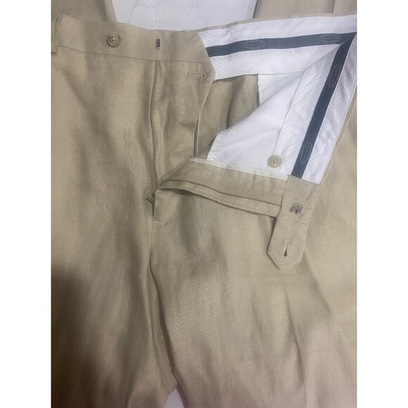 Pronto Uomo Platinum 100% Linen Dress Pants Mens Size 40 Beige Khaki Casual Busi - Picture 8 of 9